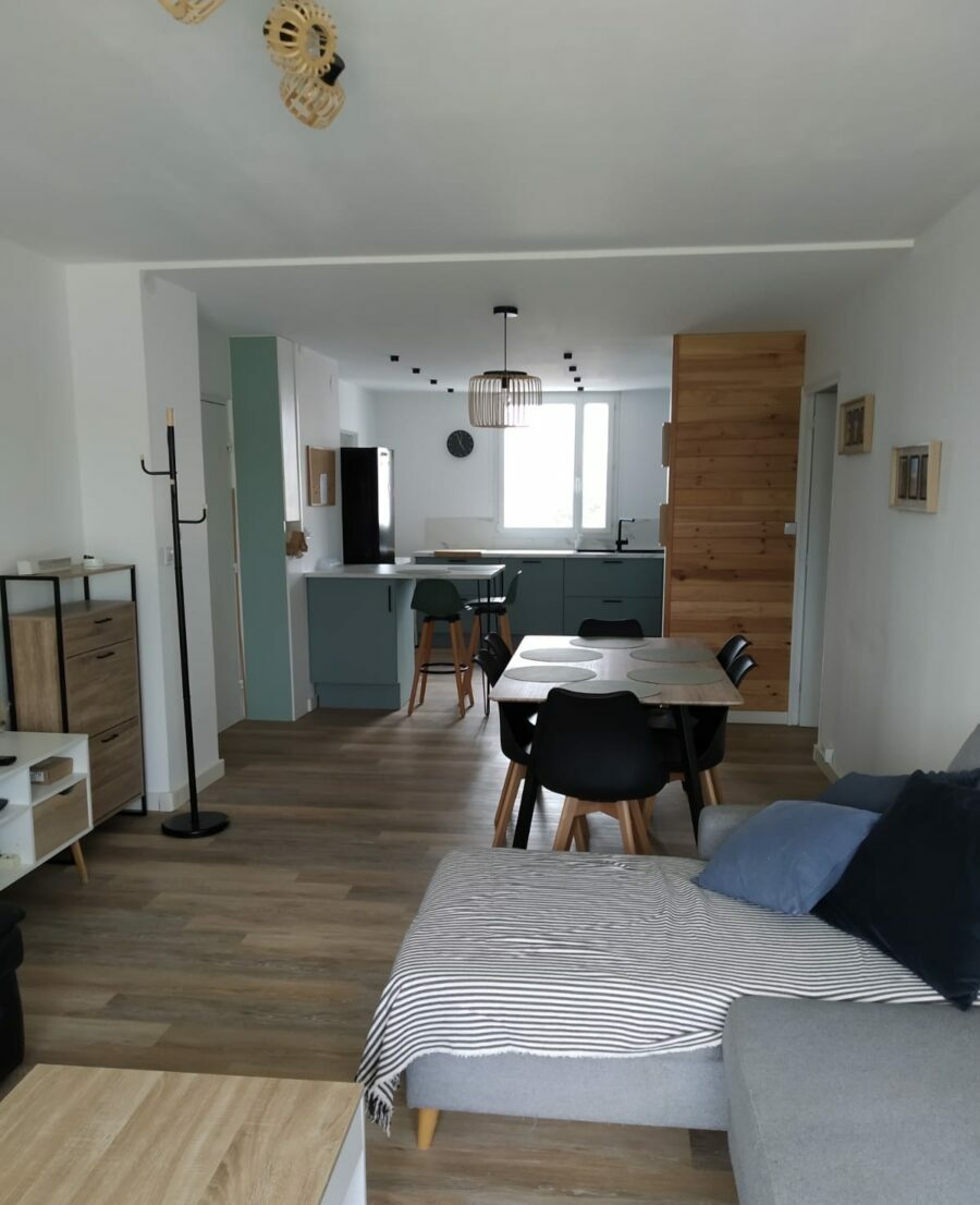 salon cuisine coloc rénové